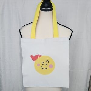 Charming White Tote with Yellow Straps
